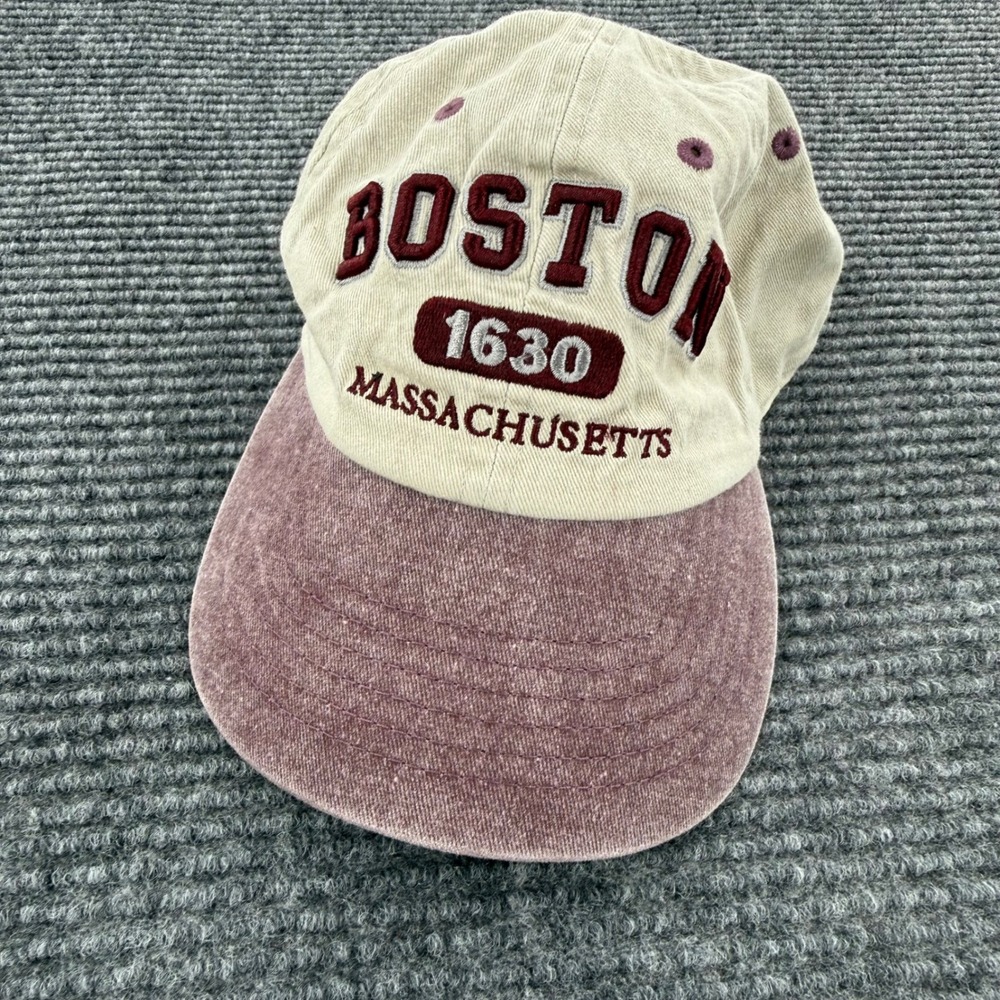 Bay State Apparel Boston 1630 Massachusetts Tan Maroon Cotton Baseball Cap Hat